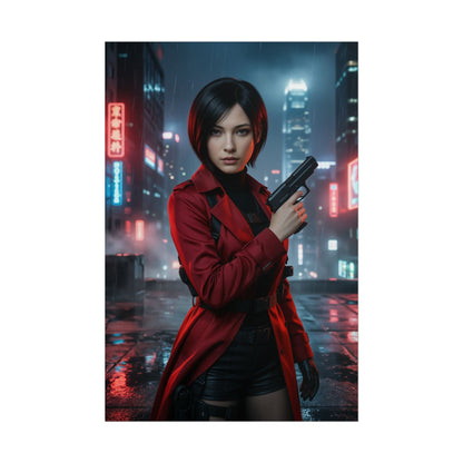 Ada Wong Poster Resident Evil Gun Action Wall Art Gaming Decor