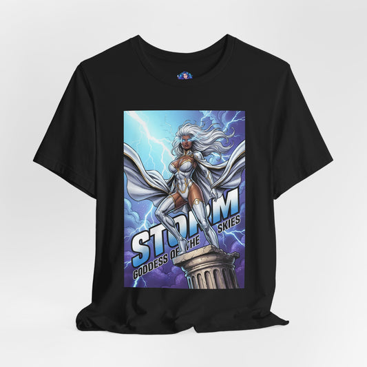 Storm T-Shirt | Marvel X-Men Anime Tee for Gamers & Fans – cinematic Storm illustration with lightning, white costume on premium Bella Canvas tee