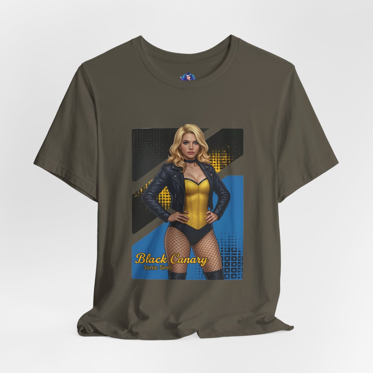 Black Canary T-Shirt | DC Comics Anime Tee for Gamers & Hero Fans - anime-style Black Canary illustration on Bella Canvas 3001 tee