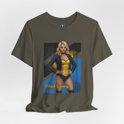 Black Canary T-Shirt | DC Comics Anime Tee for Gamers & Hero Fans - anime-style Black Canary illustration on Bella Canvas 3001 tee
