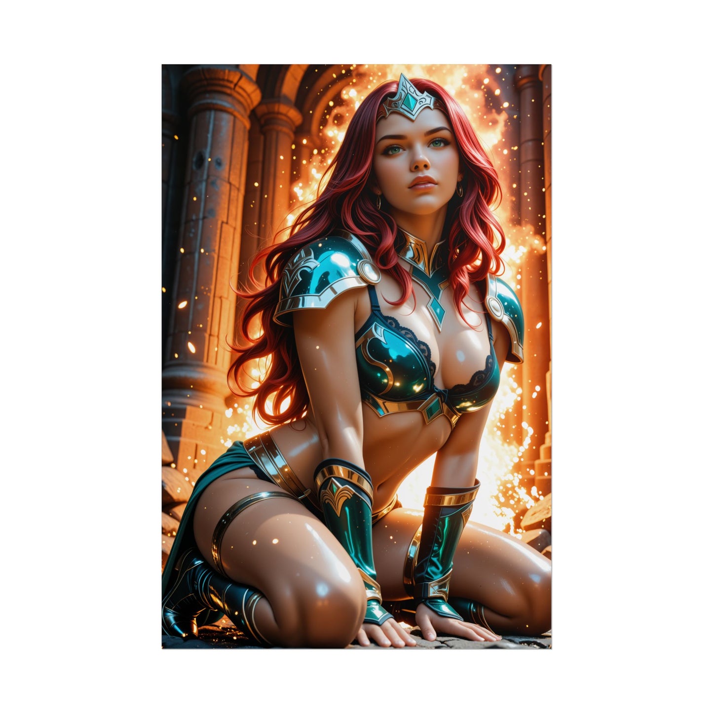 Постер Maxima | Настінне мистецтво з героїнею наукової фантастики для кімнати або інсталяції у фентезійному стилі