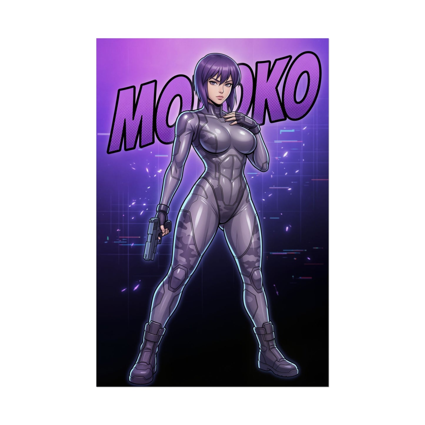 Motoko Kusanagi Art Print, Ghost in the Shell Poster, Cyberpunk Anime Wall Art, Futuristic Girl Decor, Gift