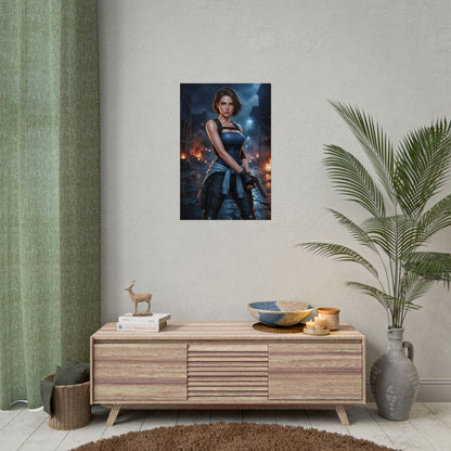 Jill Valentine Resident Evil Poster Action Woman Wall Art Survival Horror Character Print Gaming Room Decor Gift