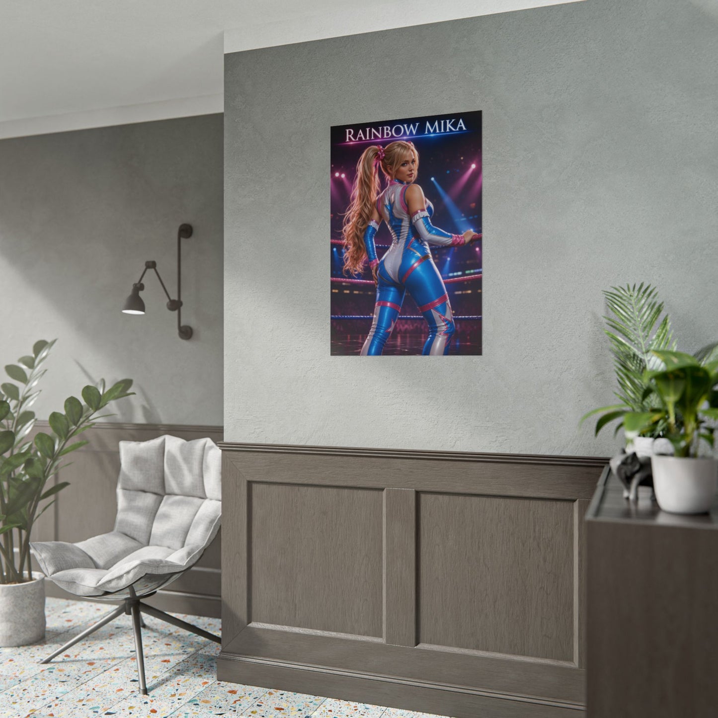 Street Fighter Rainbow Mika Poster Capcom Gaming Wall Art Print