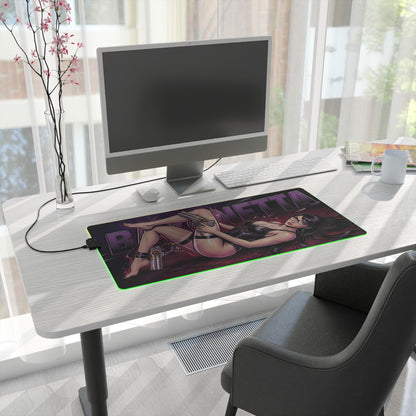 Bayonetta RGB Desk Mat, Action Game Gaming Mouse Pad, LED Desk Mat for Gamer Setup featuring bold witch heroine artwork on RGB mouse pad
