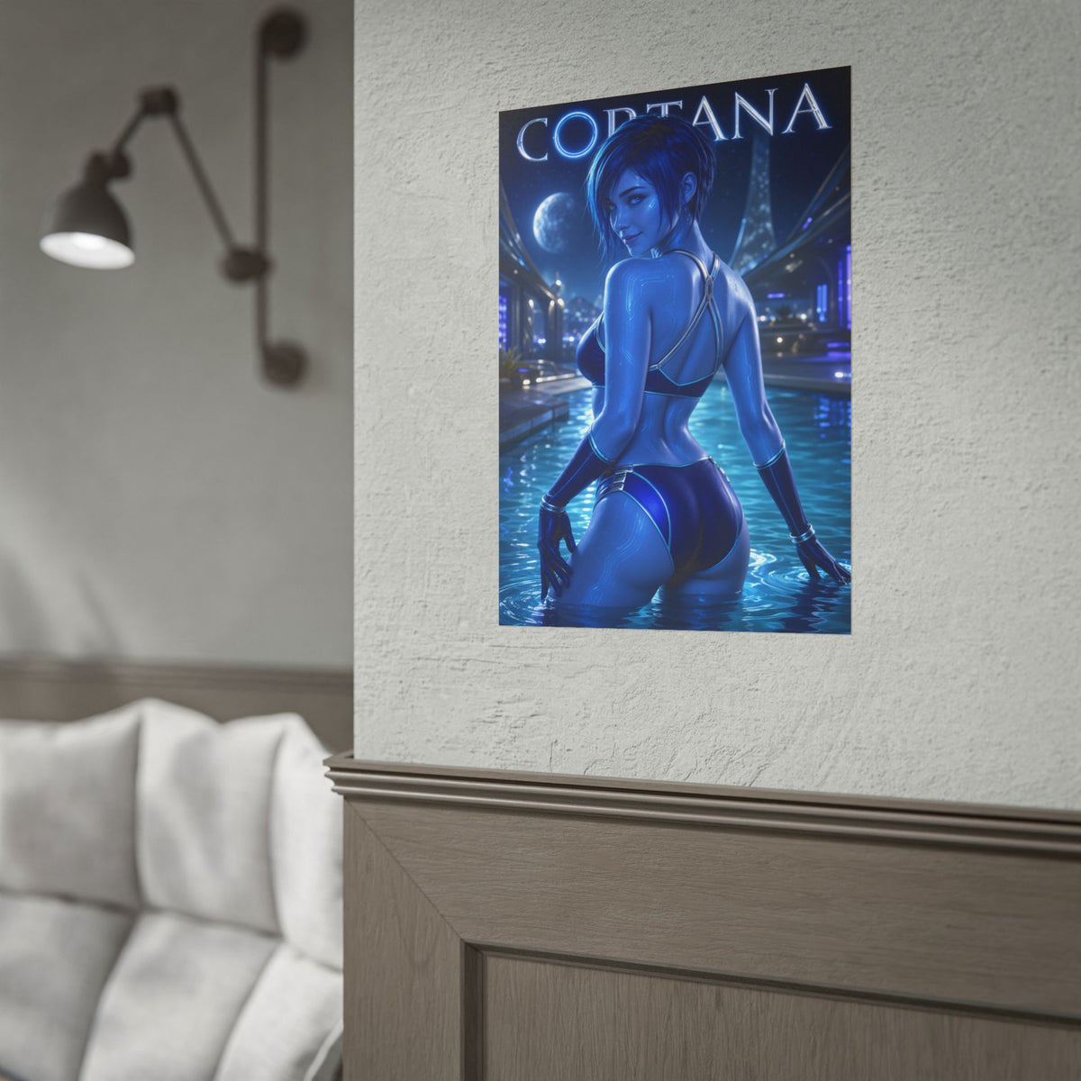 Cortana Halo Gaming Poster Wall Art Gamer Room Decor Collectible Print