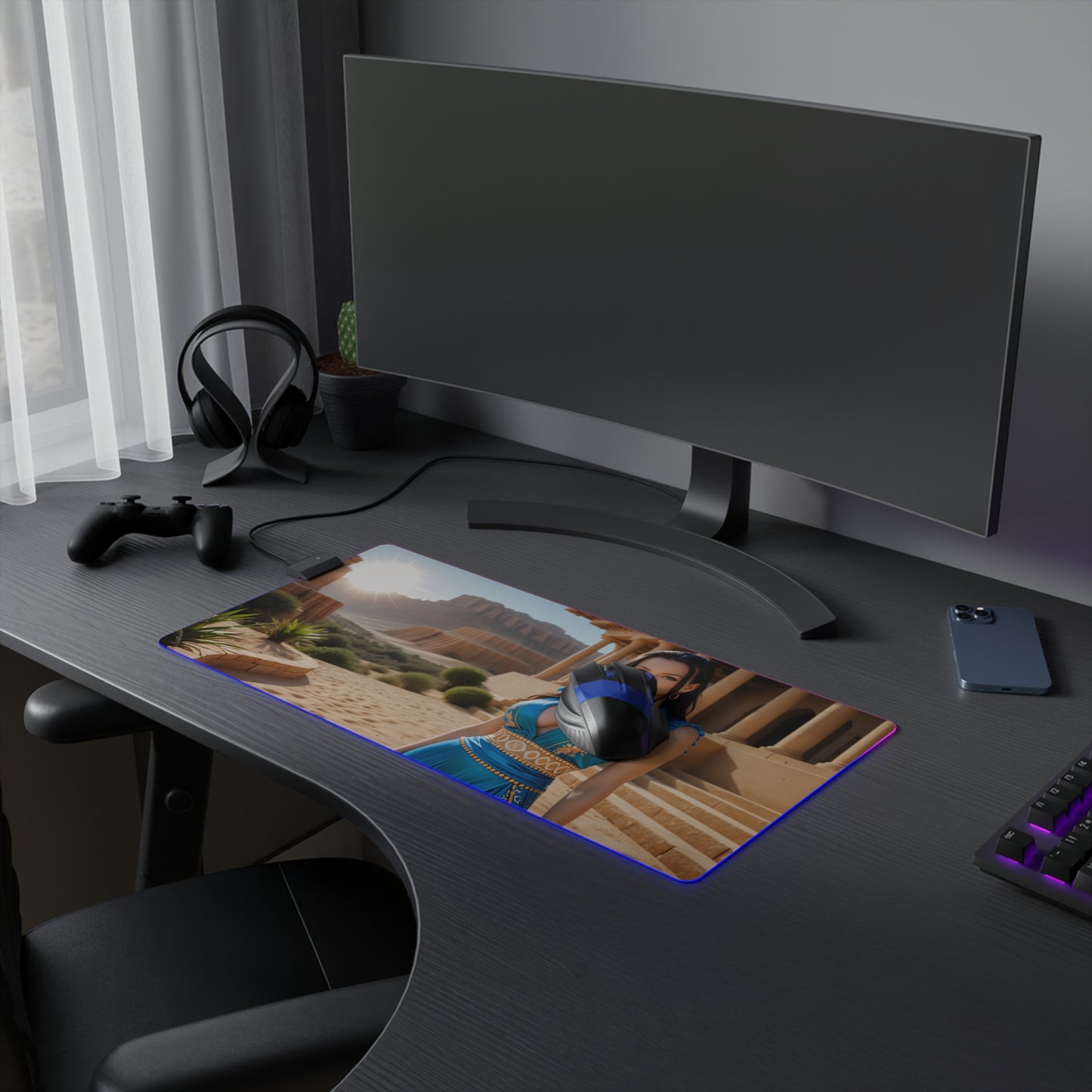 Boa Hancock Schreibtischunterlage – LED RGB-Pad, elegantes Waifu-Anime-Girl-Gaming-Setup