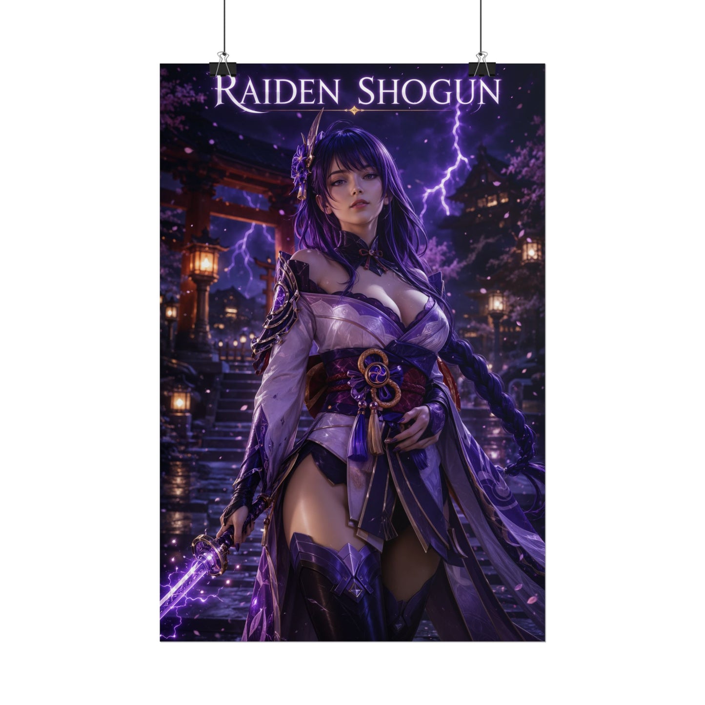 Raiden Shogun Poster, Genshin Impact Wall Art, Anime Print, Gamer Decor