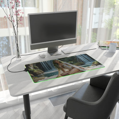 Килимок для столу CC – світлодіодний RGB-підкладка, елегантна ігрова конфігурація з аніме-дівчиною Вайфу