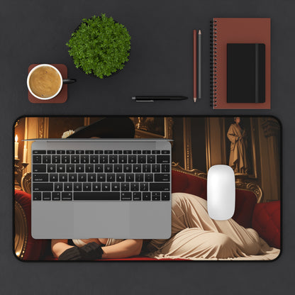 Schreibtischunterlage Lady Dimitrescu, Mauspad mit Gothic-Spiel-Bösewicht, Schreibtisch-Setup im Dark-Fantasy-Stil