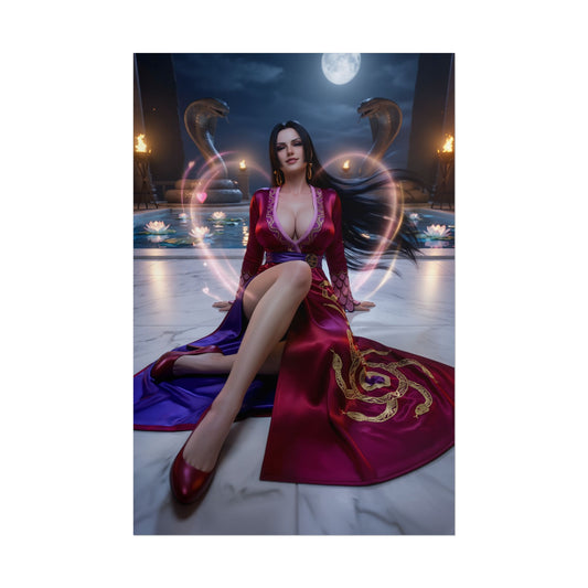 Boa Hancock Poster / Boa Hancock Wall Art / Boa Hancock Art Print / One Piece Poster featuring Boa Hancock in elegant moonlit throne pose