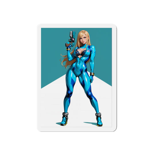 Samus Aran Magnet – Sci-Fi Hunter Fridge Magnet, Anime Gaming Decor