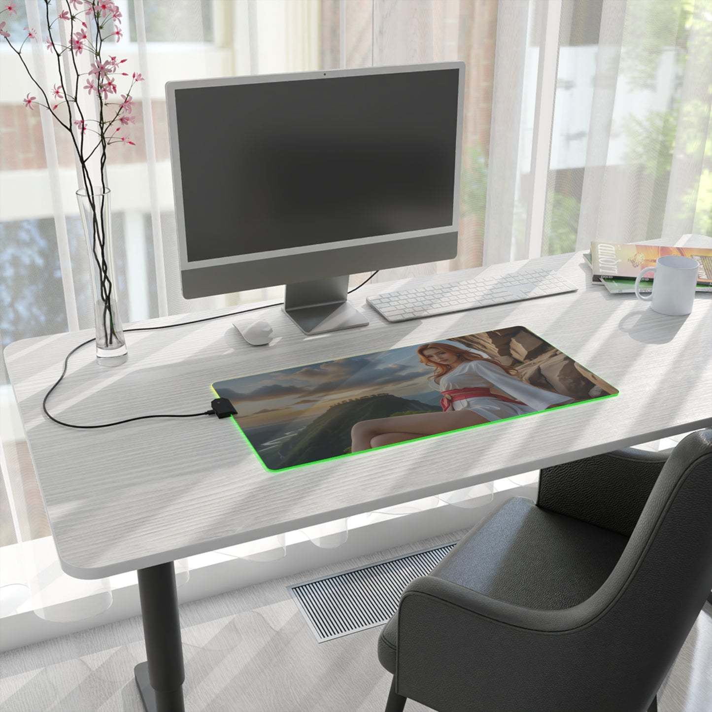 Килимок для столу Tsunade – світлодіодний RGB-підкладка, захисний набір із зображенням дівчини з аніме Вайфу