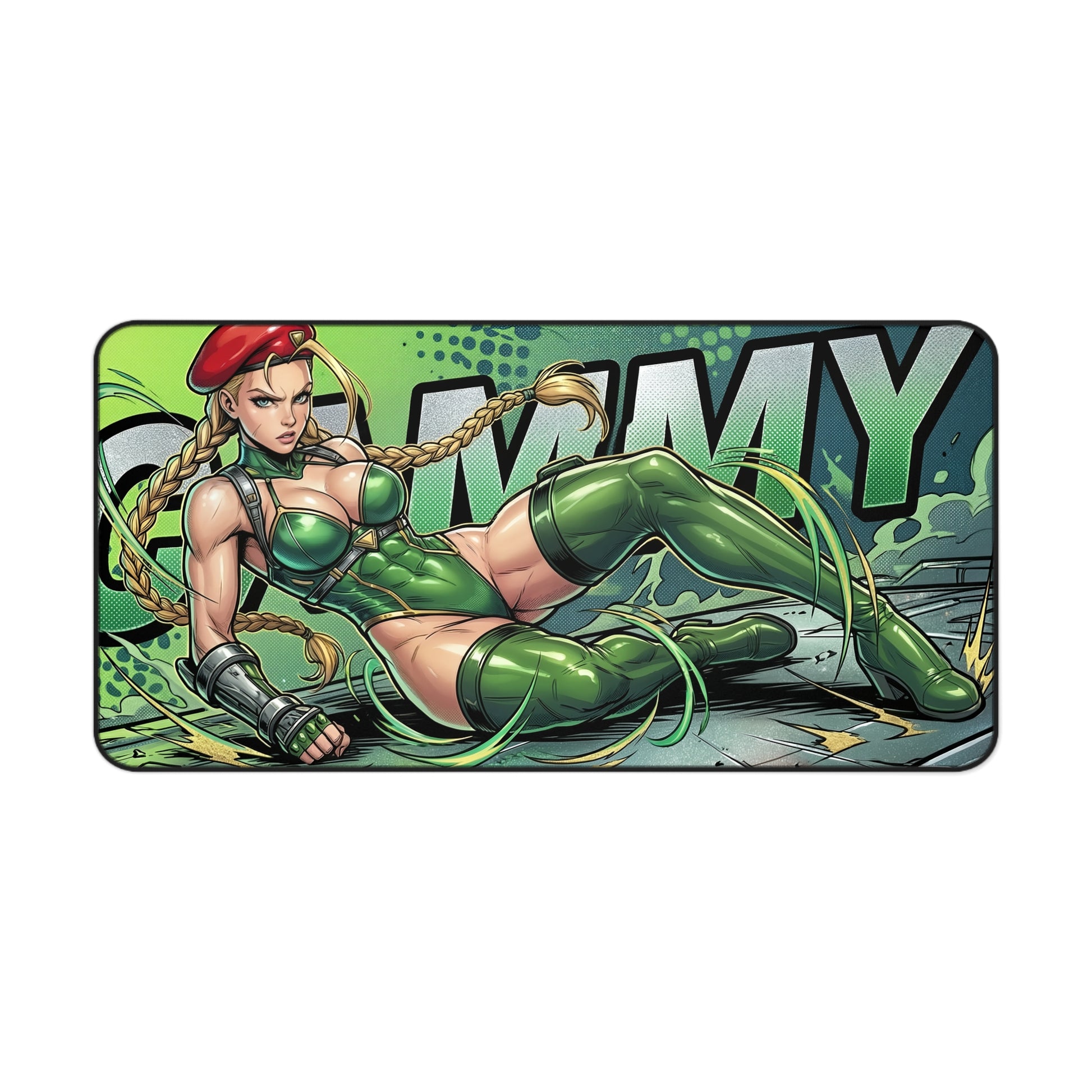 Cammy Desk Mat, Street Fighter Mouse Pad, Gaming Setup Desk Decor — vibrant Cammy artwork on large non-slip gaming desk mat