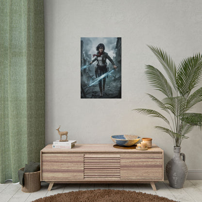 Mikasa Ackerman Poster, Attack on Titan Wall Art Print, Anime Warrior Girl Decor, Anime Wall Art, Gift for Fan
