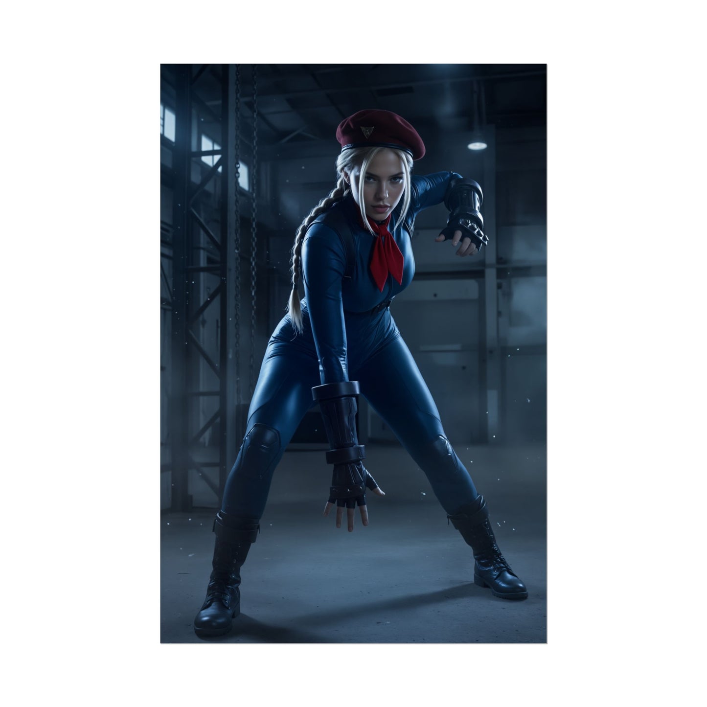 Juli Poster, Street Fighter Art Print – Iconic Fighting Game Heroine showing fierce assassin-style heroine in dynamic combat pose on semi-gloss poster