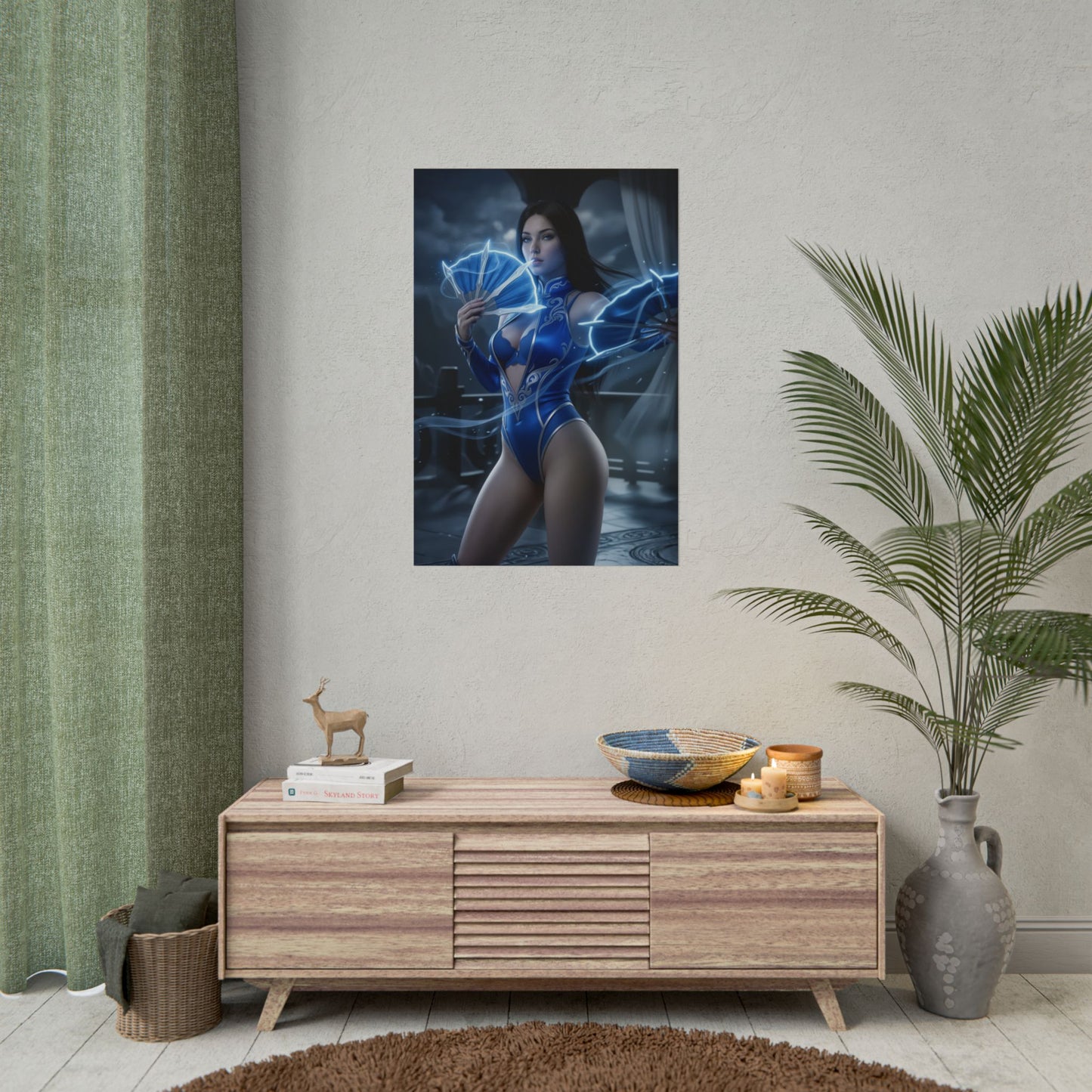 Kitana Mortal Kombat Poster, Mortal Kombat Wall Art, Blue Ninja Girl Print, Fighting Game Decor, Gamer Gift