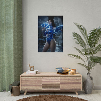 Kitana Mortal Kombat Poster, Mortal Kombat Wall Art, Blue Ninja Girl Print, Fighting Game Decor, Gamer Gift