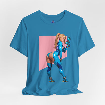 Samus Aran T-Shirt | Sci-Fi-Heldin-Shirt für Gamer und Otaku-Fans | Zero Suit Kriegerin-Shirt