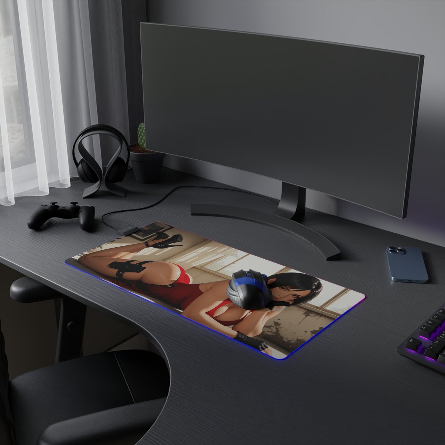 Килимок для столу Ada Wong – світлодіодний RGB-підсвітлювальний килимок, ігровий комплект для дівчат з аніме Waifu