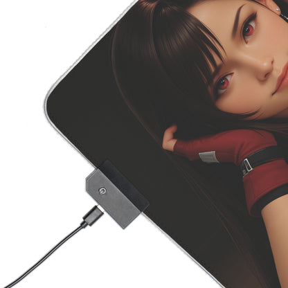 Килимок для столу Tifa Lockhart – світлодіодний RGB-підсвітлювальний килимок, ігровий комплект із зображенням дівчини з аніме Waifu
