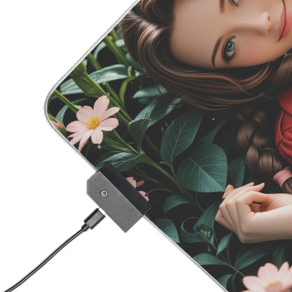 Килимок для столу Aerith – світлодіодний RGB-підкладка, ніжний ігровий комплект із зображенням дівчини з аніме Вайфу