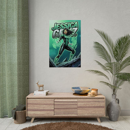 Jessica Cruz Poster / Jessica Cruz Wall Art / Jessica Cruz Art Print / DC Poster showing Jessica Cruz Green Lantern in heroic emerald pose