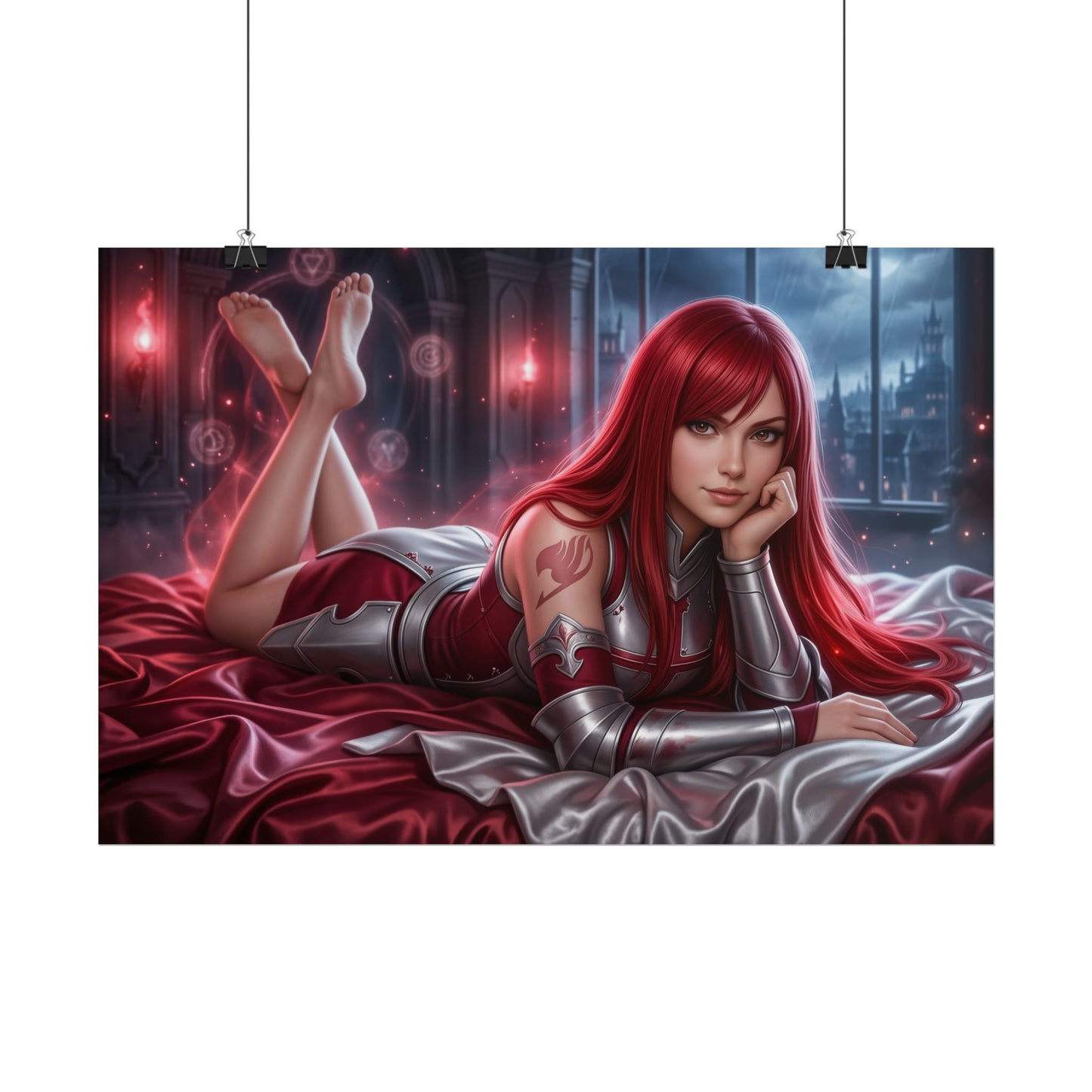 Erza Scarlet Poster, Anime Wall Art, Fantasy Print, Gamer Decor