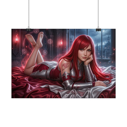 Erza Scarlet Poster, Anime Wall Art, Fantasy Print, Gamer Decor