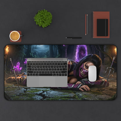 Mileena Gaming Mouse Pad, Mortal Kombat Desk Mat, Fierce Fighter Girl Setup — premium HD fighting-game desk mat featuring Mileena artwork