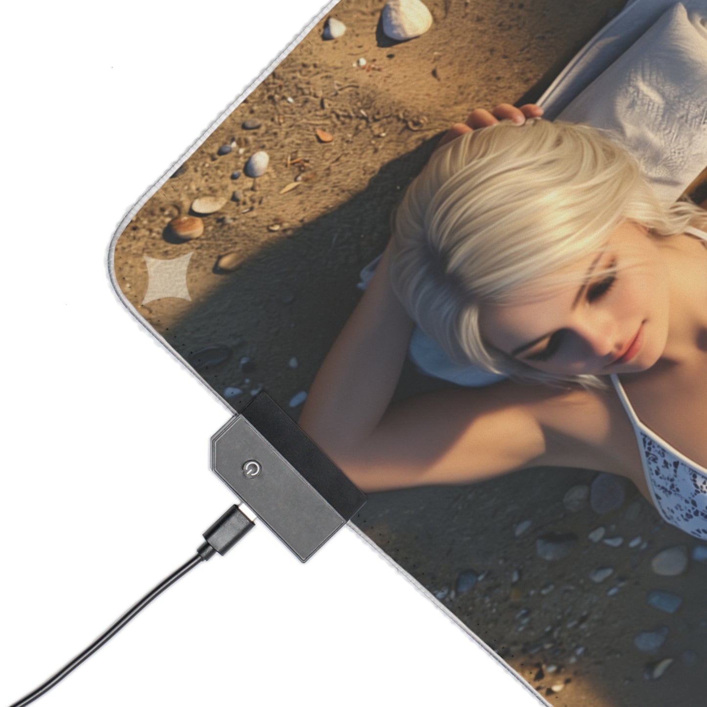 Ciri, Triss Merigold & Yennefer Desk Mat – LED RGB Pad featuring reclining Ciri artwork on smooth precision-cloth surface with USB LED controller