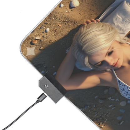 Ciri, Triss Merigold & Yennefer Desk Mat – LED RGB Pad featuring reclining Ciri artwork on smooth precision-cloth surface with USB LED controller