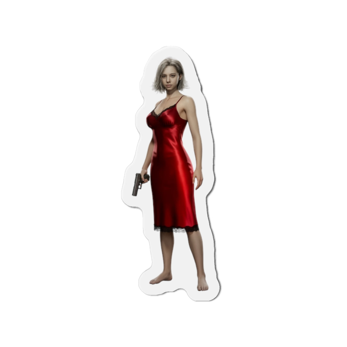 Grace Ashcroft Magnet, Resident Evil Fridge Magnet, Horror Character Gamer Gift - anime-style Grace in red dress vinyl fridge magnet