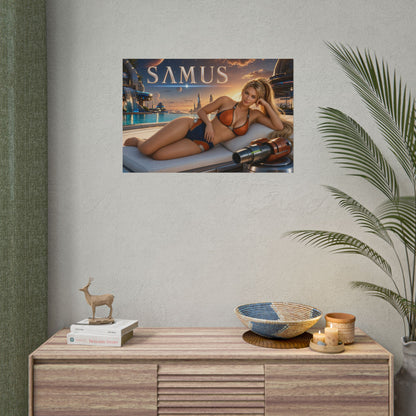 Samus Aran Gaming Poster Wall Art Gamer Room Decor Collectible Print