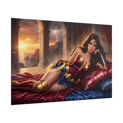 Wonder Woman Poster, Superhero Wall Art, Fantasy Print, Gamer Decor