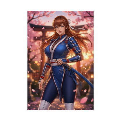 Kasumi Dead or Alive Poster Ninja Woman Wall Art Fighter Girl Print Red Outfit Character Gaming Room Decor Gift