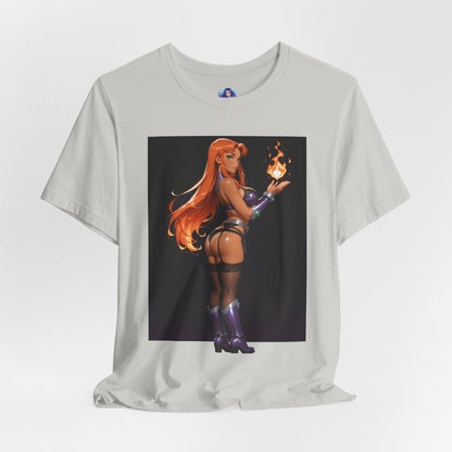Starfire-T-Shirt mit Grafik | DC Comics-T-Shirt für Otakus und Cosplay-Fans | Sexy Alien-Heldin-Shirt