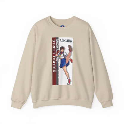 Sakura Sweatshirt, Street Fighter Crewneck, Classic Fighting Game Apparel for Fans — beige crewneck with Sakura character artwork