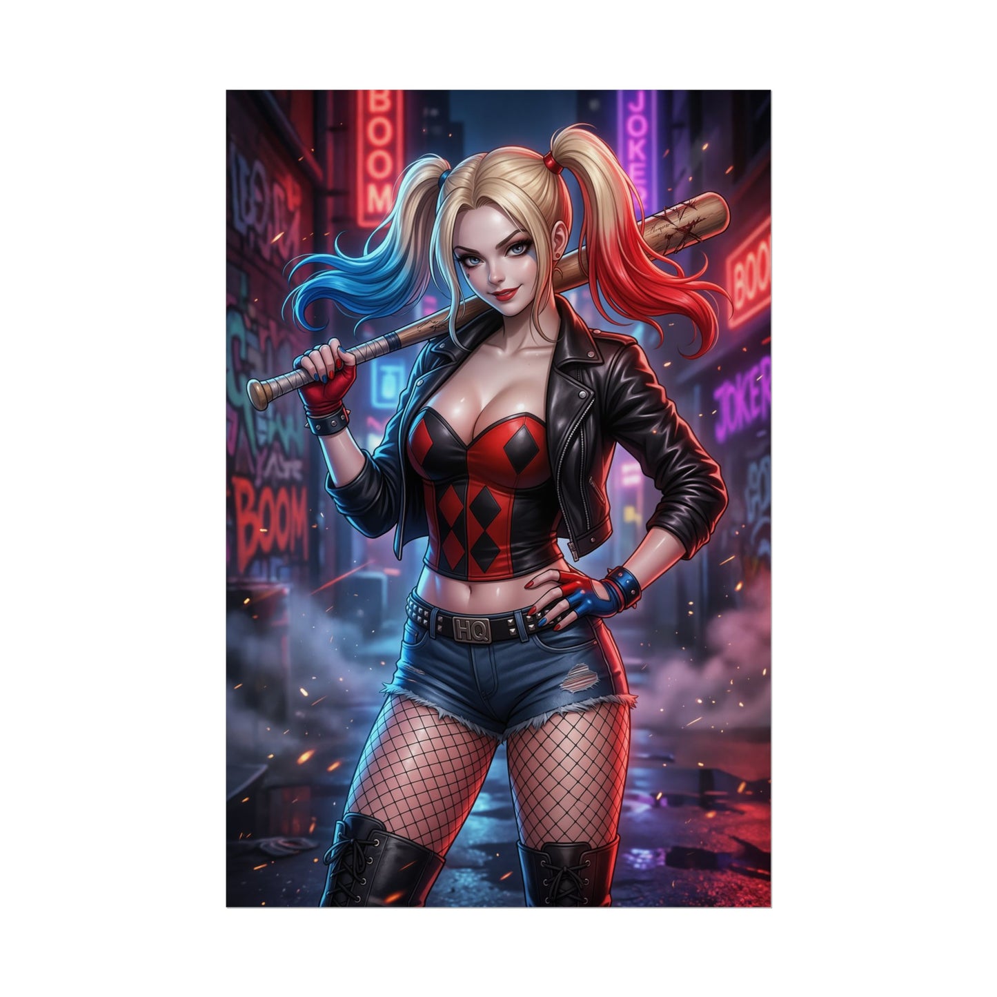 Harley Quinn DC Comics Poster Joker Girl Wall Art Crazy Clown Woman Print Comic Character Gaming Room Decor Gift