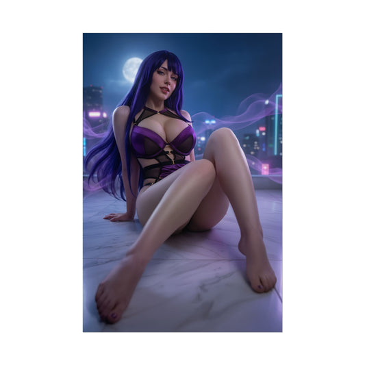 Midnight Poster / Midnight Wall Art / Midnight Art Print / My Hero Academia Poster featuring seductive pro hero in dramatic nighttime cityscape