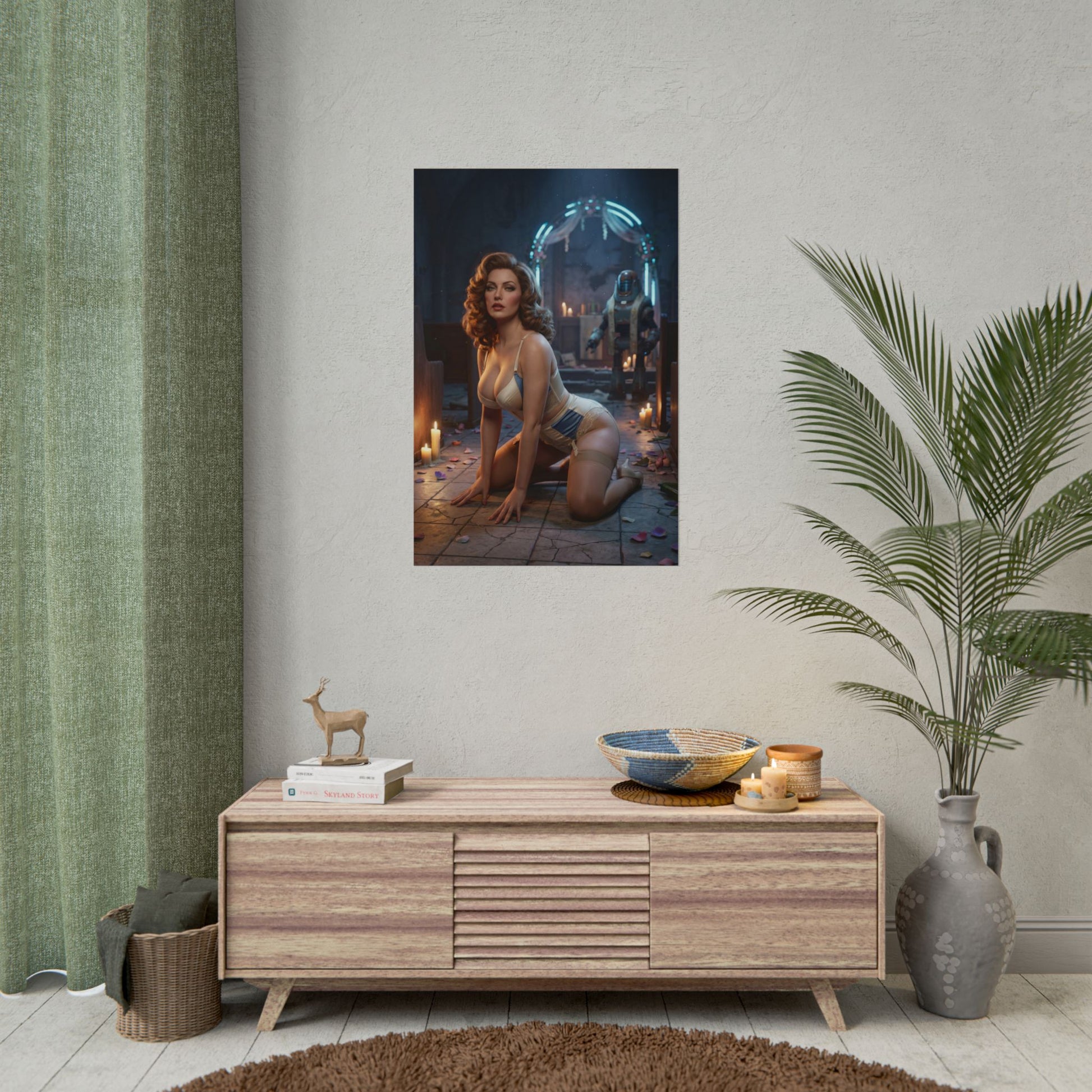 Fallout Glam Woman Poster / Fallout Glam Wall Art / Fallout Glam Art Print / Fallout Poster featuring glamorous retro-futuristic woman in elegant, seductive pose