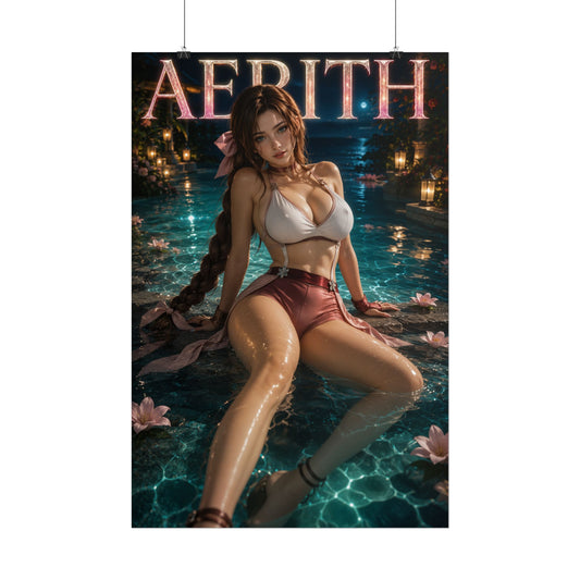 Aerith Gainsborough Wall Art Poster Fantasy Bedroom Decor Character Print