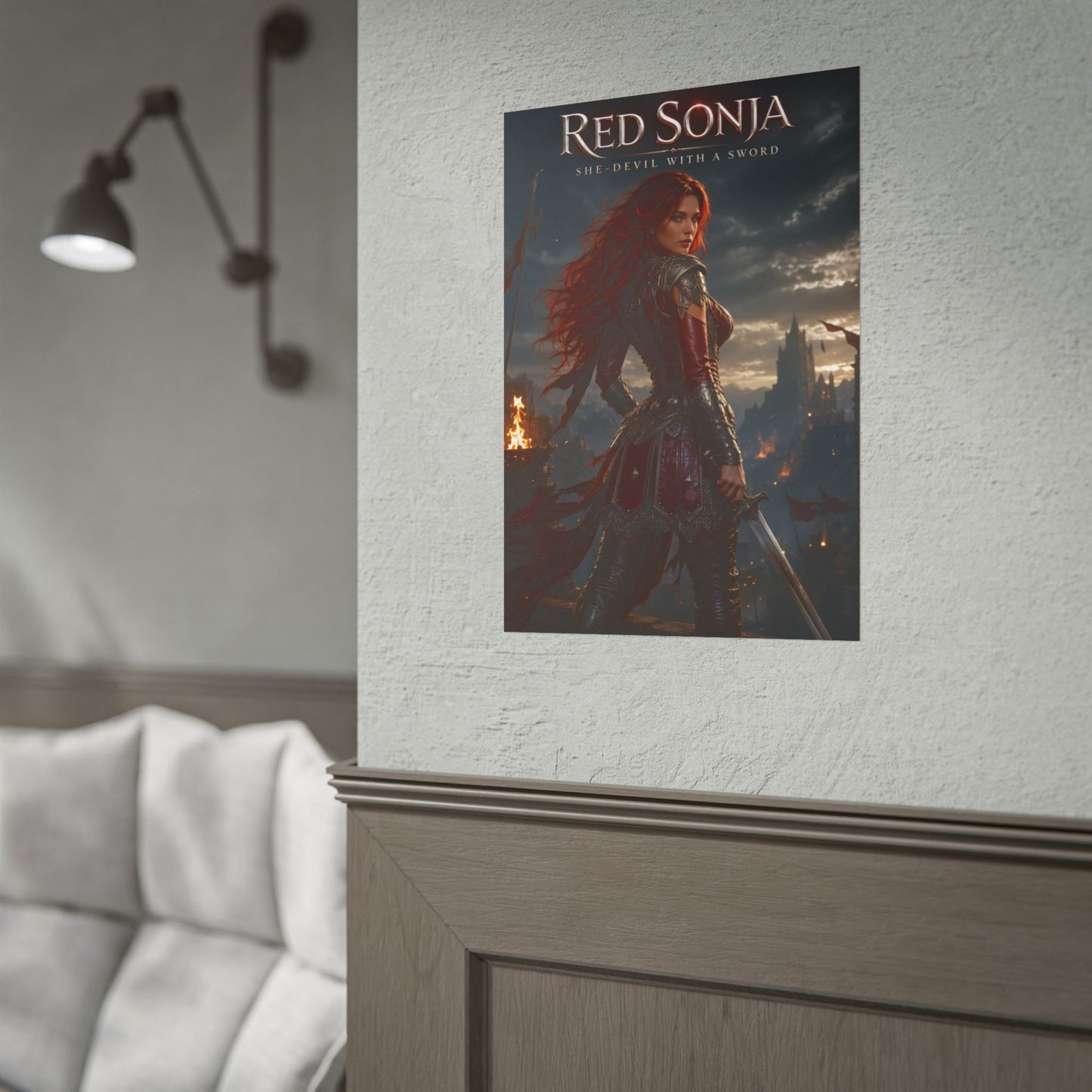 Red Sonja Poster, Sword And Sorcery Wall Art, Fantasy Print, Room Decor