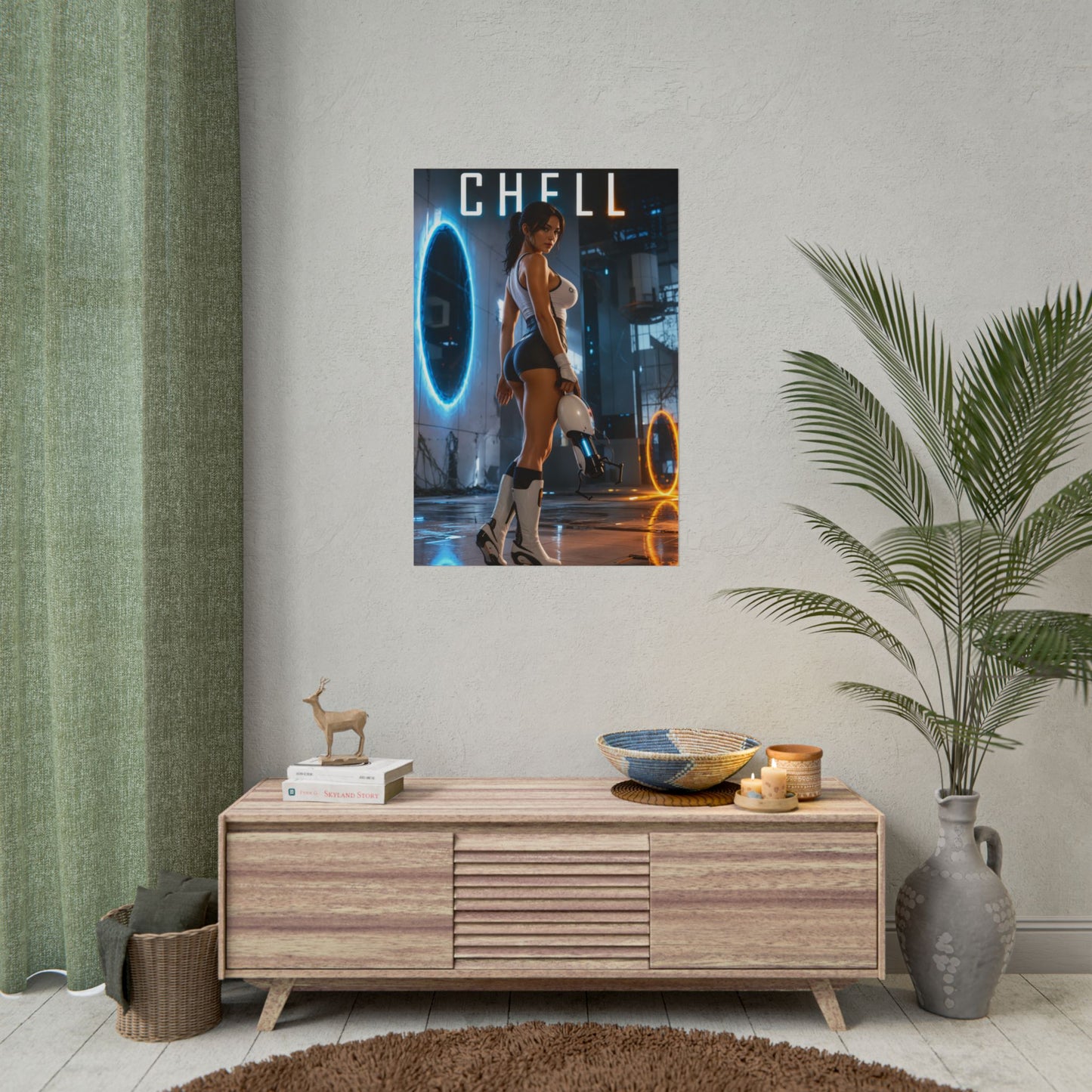 Chell Portal Poster Valve Gaming Wall Art Print Decor