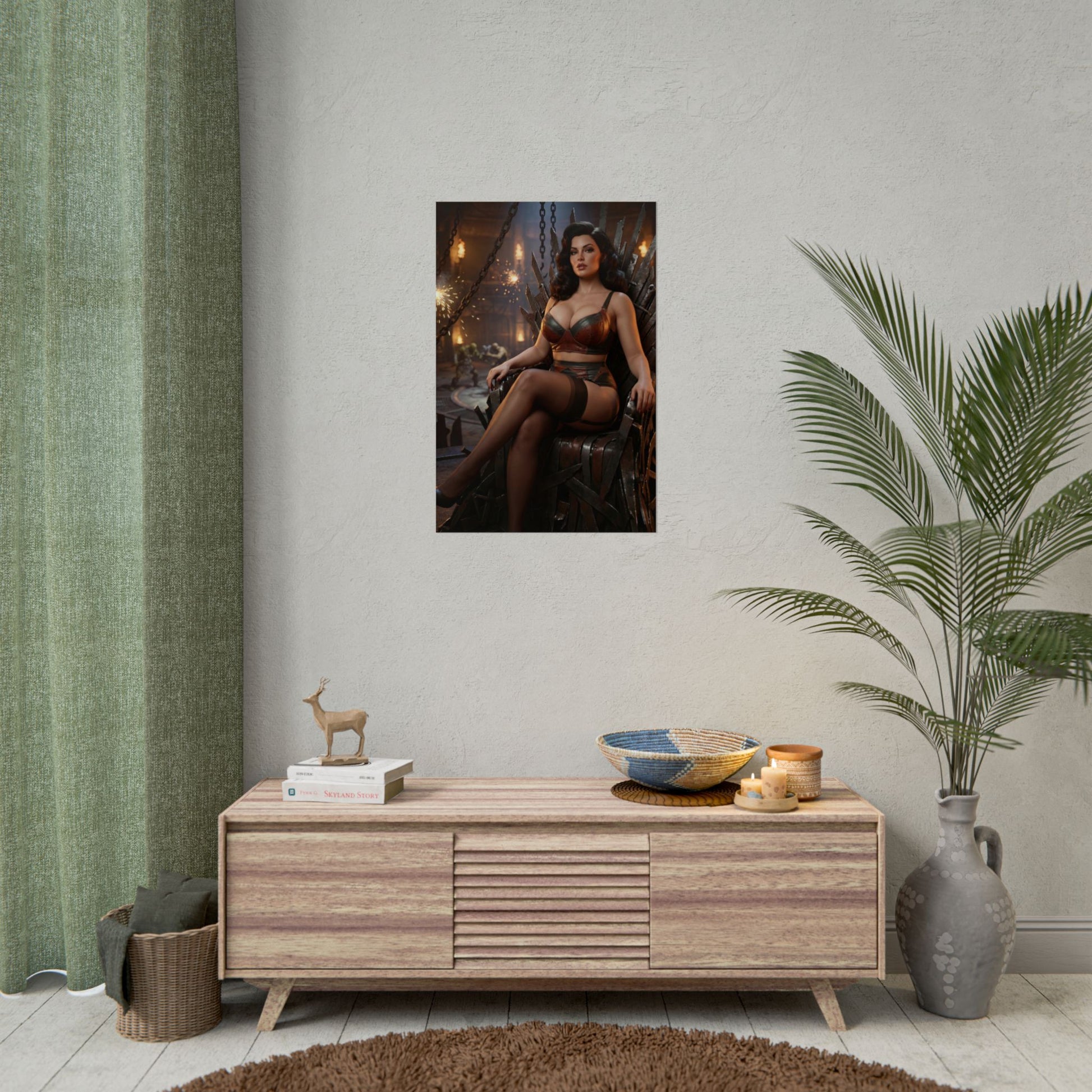 Fallout Queen Woman Poster / Fallout Queen Wall Art / Fallout Queen Art Print / Fallout Poster - powerful seated woman ruling with elegance and authority