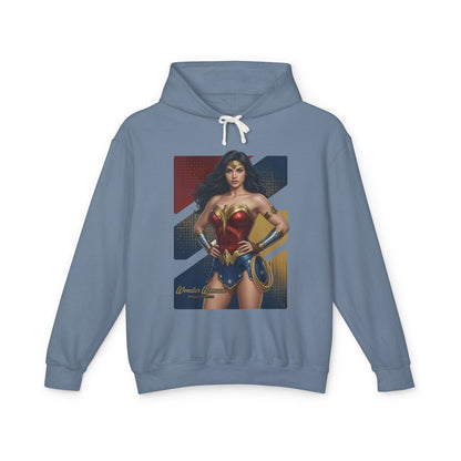 Wonder Woman Hoodie | DC Comics Hoodie | Anime Warrior Goddess Pullover — anime-style Wonder Woman printed blue cotton pullover