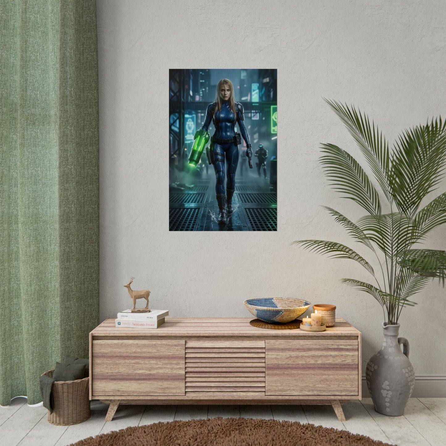 Samus Aran Poster, Sci Fi Armor Wall Art Print, Space Hunter Girl Decor, Gaming Room Wall Art, Gamer Gift
