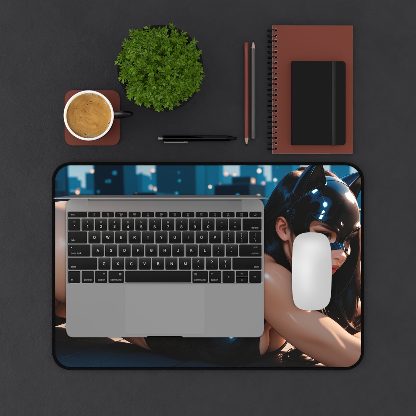 Catwoman Gaming Mouse Pad, Superhero Desk Mat, Comic Villain Girl Gaming Setup
