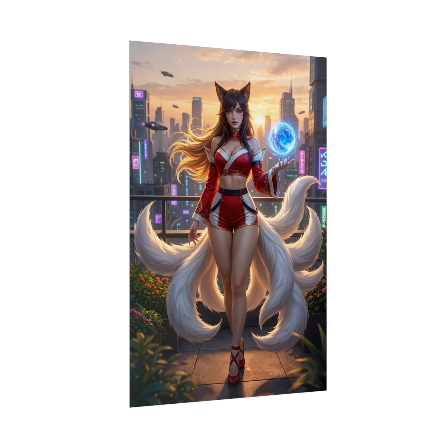 Ahri Poster, League of Legends Art Print, Iconic Nine-Tailed Mage - elegant nine-tailed mage art print for gaming room or modern interiors