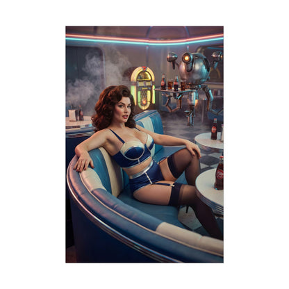 Fallout Retro Diner Woman Poster / Fallout Retro Wall Art / Fallout Retro Art Print / Fallout Poster – vintage pin-up Fallout woman posing in diner